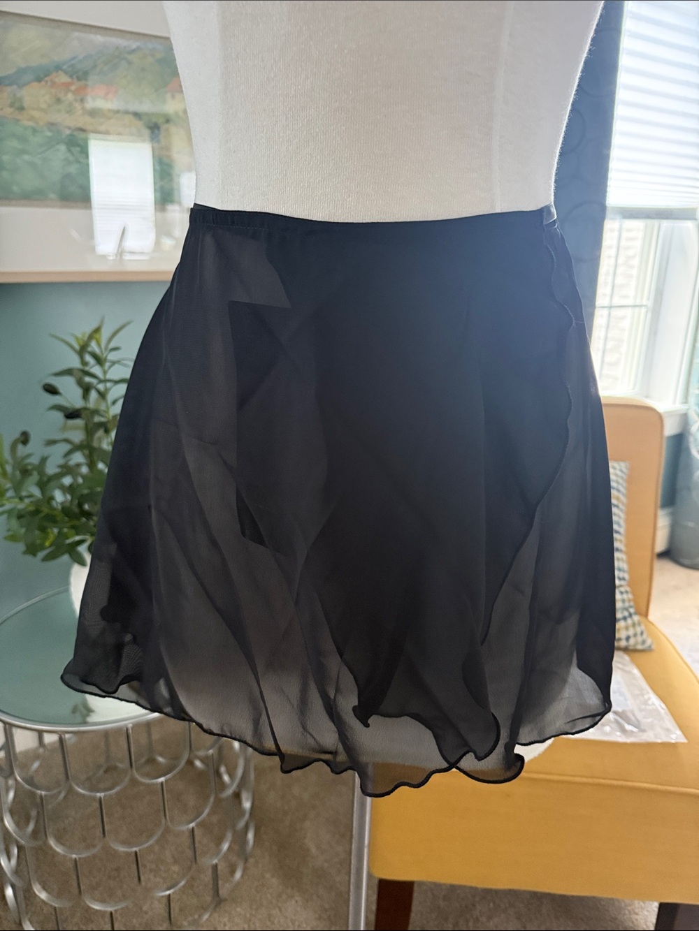 NWT black high-low mesh ballet dance skirt